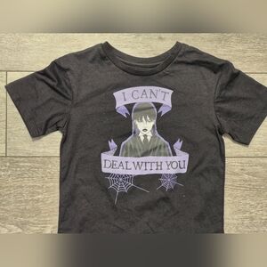 New Wednesday "I CAN'T DEAL WITH YOU" Black and Purple Graphic Kids Girl T-Shirt